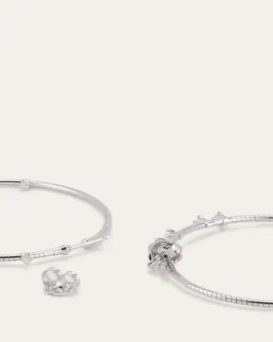 MATTIA CIELO 18K White Gold 40mm Diamond Hoop Earrings | Thumbnail 4 MATTIA CIELO 18K White Gold 40mm Diamond Hoop Earrings | Thumbnail 4