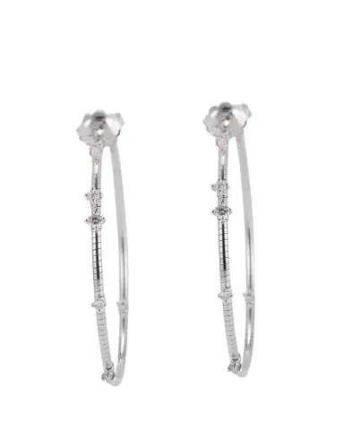 MATTIA CIELO 18K White Gold 40mm Diamond Hoop Earrings | Thumbnail 1 MATTIA CIELO 18K White Gold 40mm Diamond Hoop Earrings | Thumbnail 1