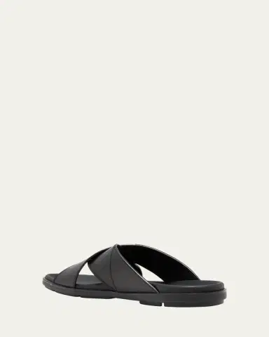 Prada Men's Leather Crisscross Slide Sandals | Thumbnail 4 Prada Men's Leather Crisscross Slide Sandals | Thumbnail 4