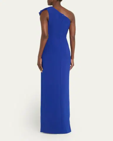 Rickie Freeman for Teri Jon Ruffle One-Shoulder Crepe Column Gown | Thumbnail 3 Rickie Freeman for Teri Jon Ruffle One-Shoulder Crepe Column Gown | Thumbnail 3