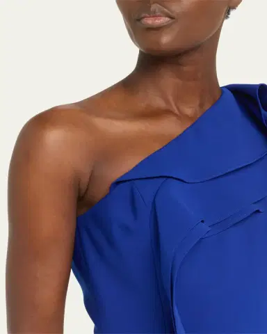 Rickie Freeman for Teri Jon Ruffle One-Shoulder Crepe Column Gown | Thumbnail 5 Rickie Freeman for Teri Jon Ruffle One-Shoulder Crepe Column Gown | Thumbnail 5