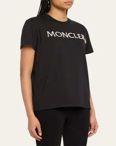 Moncler Embroidered Logo Short-Sleeve T-Shirt | Thumbnail 4 Moncler Embroidered Logo Short-Sleeve T-Shirt | Thumbnail 4