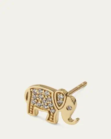 Sydney Evan 14k Yellow Gold Diamond Elephant Stud Earring, Single | Thumbnail 3 Sydney Evan 14k Yellow Gold Diamond Elephant Stud Earring, Single | Thumbnail 3