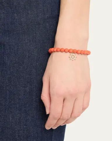 Sydney Evan 14K Diamond Ships Wheel Charm and Bead Bracelet | Thumbnail 2 Sydney Evan 14K Diamond Ships Wheel Charm and Bead Bracelet | Thumbnail 2