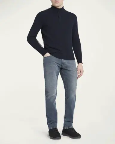 Zegna Men's Oasi Cashmere Zip Mock Neck Sweater | Thumbnail 4 Zegna Men's Oasi Cashmere Zip Mock Neck Sweater | Thumbnail 4