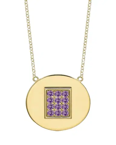 Tracee Nichols 14K Gold Amethyst Birthstone Token Necklace | Thumbnail 1 Tracee Nichols 14K Gold Amethyst Birthstone Token Necklace | Thumbnail 1