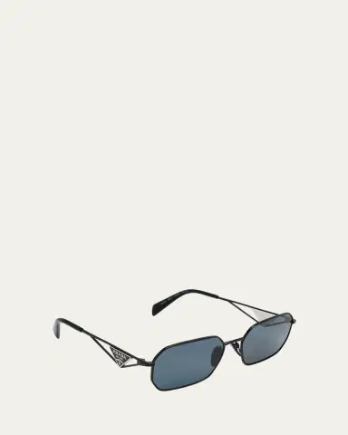 Prada Men's Polarized Steel Rectangle Sunglasses | Thumbnail 2 Prada Men's Polarized Steel Rectangle Sunglasses | Thumbnail 2