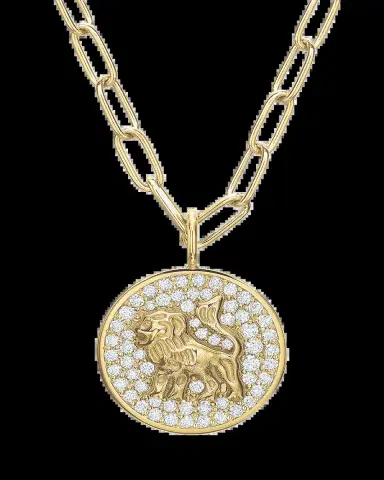 Tracee Nichols 14K Gold Mini Lion Pave Diamond Token Necklace | Thumbnail 2 Tracee Nichols 14K Gold Mini Lion Pave Diamond Token Necklace | Thumbnail 2