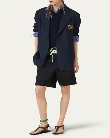 Miu Miu Logo-Embroidered Mohair Blazer | Thumbnail 2 Miu Miu Logo-Embroidered Mohair Blazer | Thumbnail 2