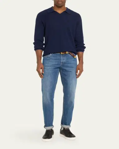 Brunello Cucinelli Men's Grained Calfskin Low-Top Sneakers | Thumbnail 3 Brunello Cucinelli Men's Grained Calfskin Low-Top Sneakers | Thumbnail 3