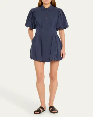 SIMKHAI Cleo Polin Balloon-Sleeve Pleated Mini Dress | Thumbnail 13 SIMKHAI Cleo Polin Balloon-Sleeve Pleated Mini Dress | Thumbnail 13