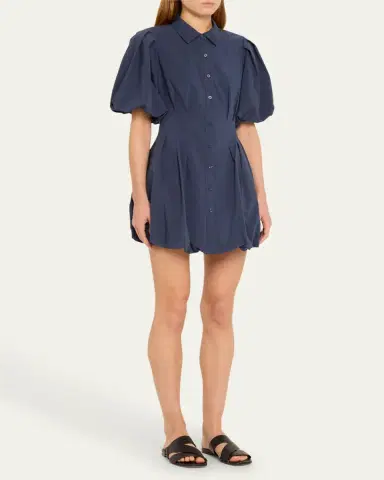 SIMKHAI Cleo Polin Balloon-Sleeve Pleated Mini Dress | Thumbnail 15 SIMKHAI Cleo Polin Balloon-Sleeve Pleated Mini Dress | Thumbnail 15