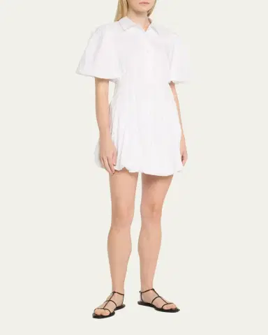 SIMKHAI Cleo Polin Balloon-Sleeve Pleated Mini Dress | Thumbnail 10 SIMKHAI Cleo Polin Balloon-Sleeve Pleated Mini Dress | Thumbnail 10