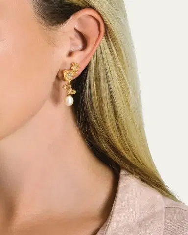 Anabel Aram Jewelry Cubic Zirconia Orchid Pearl Drop Earrings | Thumbnail 2 Anabel Aram Jewelry Cubic Zirconia Orchid Pearl Drop Earrings | Thumbnail 2