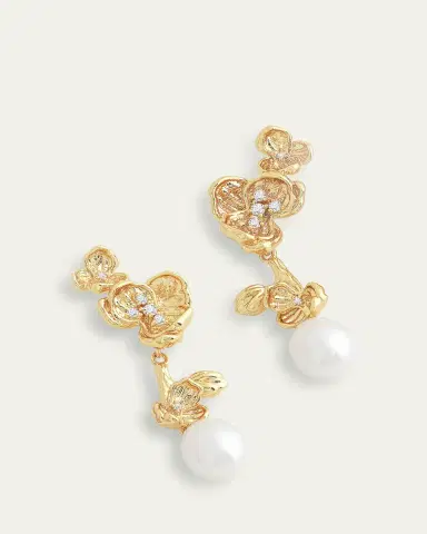 Anabel Aram Jewelry Cubic Zirconia Orchid Pearl Drop Earrings | Thumbnail 3 Anabel Aram Jewelry Cubic Zirconia Orchid Pearl Drop Earrings | Thumbnail 3