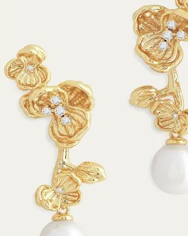 Anabel Aram Jewelry Cubic Zirconia Orchid Pearl Drop Earrings | Thumbnail 4 Anabel Aram Jewelry Cubic Zirconia Orchid Pearl Drop Earrings | Thumbnail 4