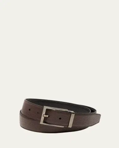 Ferragamo Men's Double Adjustable Square-Buckle Leather Belt | Thumbnail 2 Ferragamo Men's Double Adjustable Square-Buckle Leather Belt | Thumbnail 2