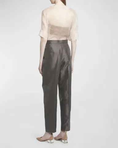 Giorgio Armani Shantung Silk Pleated Straight-Leg Trousers | Thumbnail 6 Giorgio Armani Shantung Silk Pleated Straight-Leg Trousers | Thumbnail 6