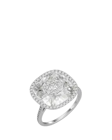 Bhansali 18K White Gold 13mm Cushion-Cut Ring with Diamonds | Thumbnail 1 Bhansali 18K White Gold 13mm Cushion-Cut Ring with Diamonds | Thumbnail 1