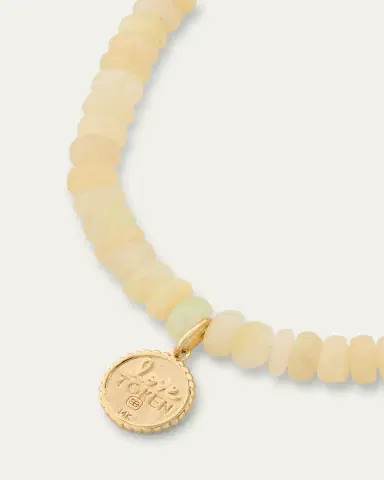Sydney Evan 14K Yellow Gold Tiny Elephant Coin Charm on Opal Beaded Bracelet with One Diamond | Thumbnail 3 Sydney Evan 14K Yellow Gold Tiny Elephant Coin Charm on Opal Beaded Bracelet with One Diamond | Thumbnail 3