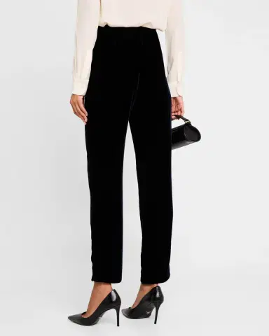 Giorgio Armani Mid-Rise Slim-Leg Velvet Trousers | Thumbnail 2 Giorgio Armani Mid-Rise Slim-Leg Velvet Trousers | Thumbnail 2