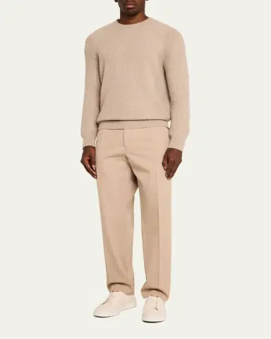 ZEGNA Men's Oasi Cashmere Ribbed Crewneck Sweater | Thumbnail 2 ZEGNA Men's Oasi Cashmere Ribbed Crewneck Sweater | Thumbnail 2