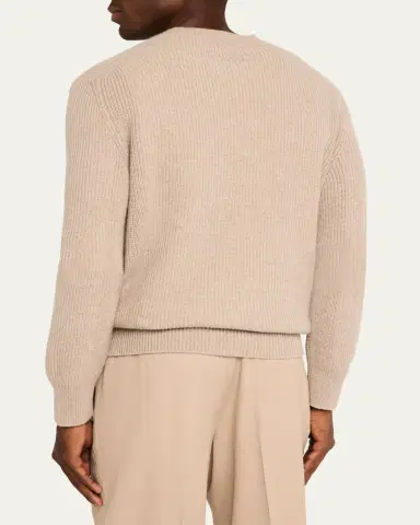 ZEGNA Men's Oasi Cashmere Ribbed Crewneck Sweater | Thumbnail 3 ZEGNA Men's Oasi Cashmere Ribbed Crewneck Sweater | Thumbnail 3
