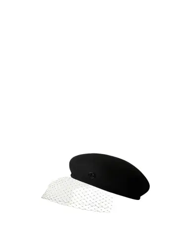 Maison Michel New Bonnie Black Veil Felt Beret | Thumbnail 1 Maison Michel New Bonnie Black Veil Felt Beret | Thumbnail 1