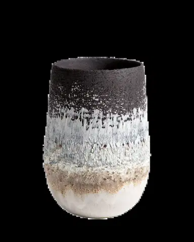 Alison Lousada White Volcanic Rock & Black Porcelain Medium Open Vase, 12" | Thumbnail 2 Alison Lousada White Volcanic Rock & Black Porcelain Medium Open Vase, 12" | Thumbnail 2