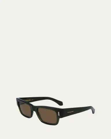 Ferragamo Men's Rivets Acetate Rectangle Sunglasses, 53mm | Thumbnail 2 Ferragamo Men's Rivets Acetate Rectangle Sunglasses, 53mm | Thumbnail 2