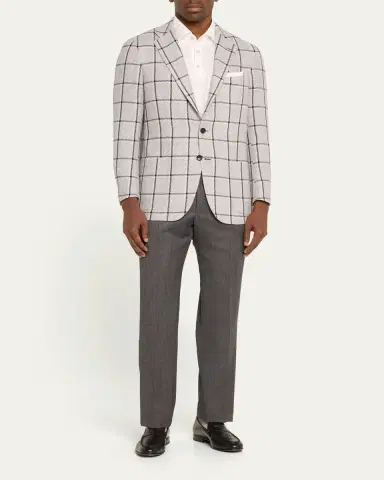 Kiton Men's Textured Grey Suit Trousers | Thumbnail 2 Kiton Men's Textured Grey Suit Trousers | Thumbnail 2