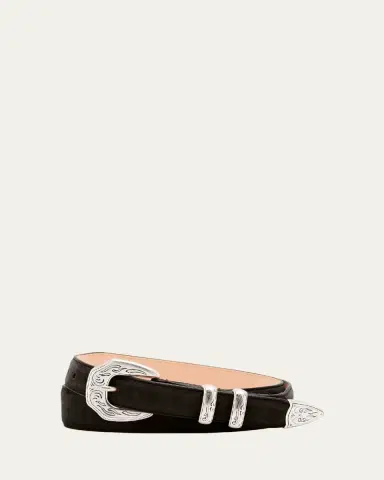 Simonnot Godard Men's Western Nubuck Suede Belt | Thumbnail 2 Simonnot Godard Men's Western Nubuck Suede Belt | Thumbnail 2