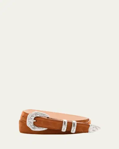 Simonnot Godard Men's Western Nubuck Suede Belt | Thumbnail 4 Simonnot Godard Men's Western Nubuck Suede Belt | Thumbnail 4