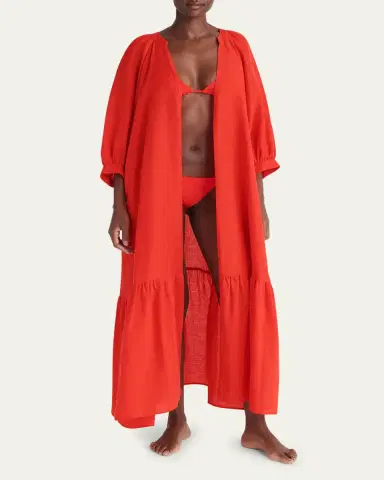 Eres Joie Maxi Linen Wrap Dress | Thumbnail 2 Eres Joie Maxi Linen Wrap Dress | Thumbnail 2