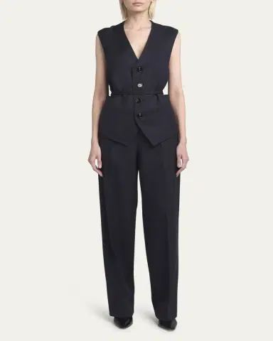 Bottega Veneta Subtle Striped Straight-Leg Wool Trousers | Thumbnail 2 Bottega Veneta Subtle Striped Straight-Leg Wool Trousers | Thumbnail 2