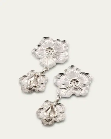 Buccellati Blossoms Gardenia Sterling Silver and 18K Yellow Gold Pendant Earrings, 8.5cm | Thumbnail 4 Buccellati Blossoms Gardenia Sterling Silver and 18K Yellow Gold Pendant Earrings, 8.5cm | Thumbnail 4