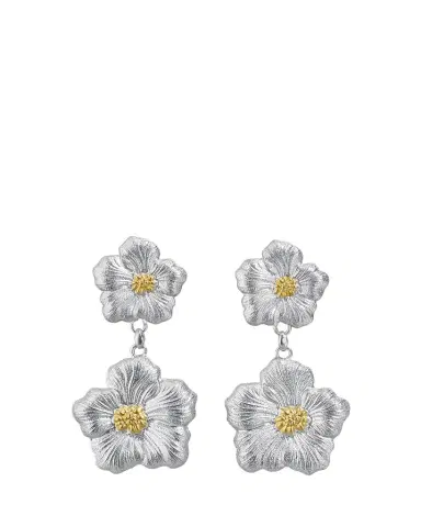 Buccellati Blossoms Gardenia Sterling Silver and 18K Yellow Gold Pendant Earrings, 8.5cm | Thumbnail 1 Buccellati Blossoms Gardenia Sterling Silver and 18K Yellow Gold Pendant Earrings, 8.5cm | Thumbnail 1