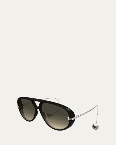 Bottega Veneta Geometric Acetate & Metal Alloy Aviator Sunglasses | Thumbnail 2 Bottega Veneta Geometric Acetate & Metal Alloy Aviator Sunglasses | Thumbnail 2