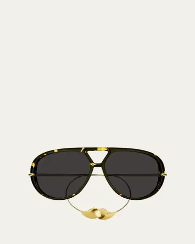 Bottega Veneta Geometric Acetate & Metal Alloy Aviator Sunglasses | Thumbnail 4 Bottega Veneta Geometric Acetate & Metal Alloy Aviator Sunglasses | Thumbnail 4