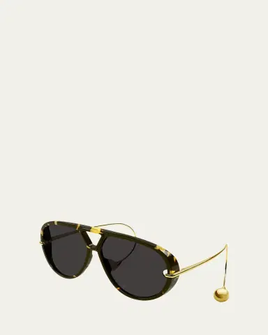 Bottega Veneta Geometric Acetate & Metal Alloy Aviator Sunglasses | Thumbnail 5 Bottega Veneta Geometric Acetate & Metal Alloy Aviator Sunglasses | Thumbnail 5