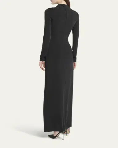 Giorgio Armani Jersey Column Gown with Beaded Floral Hip Detail | Thumbnail 3 Giorgio Armani Jersey Column Gown with Beaded Floral Hip Detail | Thumbnail 3