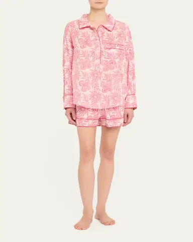 Folkloore Botanical-Print Cotton Short Pajama Set | Thumbnail 2 Folkloore Botanical-Print Cotton Short Pajama Set | Thumbnail 2