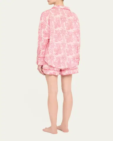 Folkloore Botanical-Print Cotton Short Pajama Set | Thumbnail 3 Folkloore Botanical-Print Cotton Short Pajama Set | Thumbnail 3
