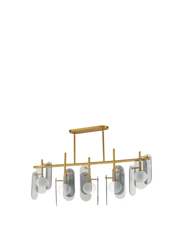 Megalith Glass Mirror Smoke 47" 5-Light Linear Chandelier Megalith Glass Mirror Smoke 47" 5-Light Linear Chandelier