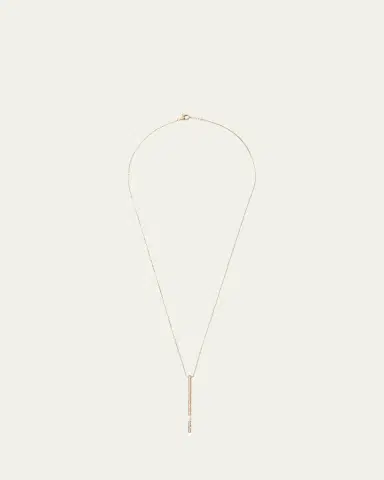 Mizuki 14K Yellow Gold Vertical Diamond Bar Necklace with Freshwater Pearl, 20"L | Thumbnail 1 Mizuki 14K Yellow Gold Vertical Diamond Bar Necklace with Freshwater Pearl, 20"L | Thumbnail 1