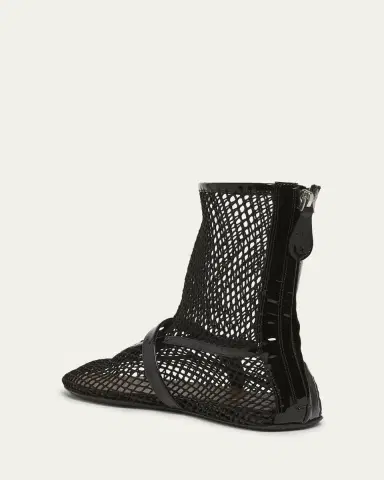 Alaïa Fishnet Patent Ballerina Booties | Thumbnail 4 Alaïa Fishnet Patent Ballerina Booties | Thumbnail 4