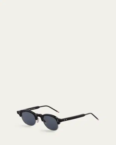 Thom Browne Men's Oval Half-Rim Sunglasses | Thumbnail 2 Thom Browne Men's Oval Half-Rim Sunglasses | Thumbnail 2