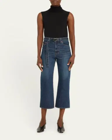 SACAI Belted Bootcut Denim Capri Pants | Thumbnail 2 SACAI Belted Bootcut Denim Capri Pants | Thumbnail 2