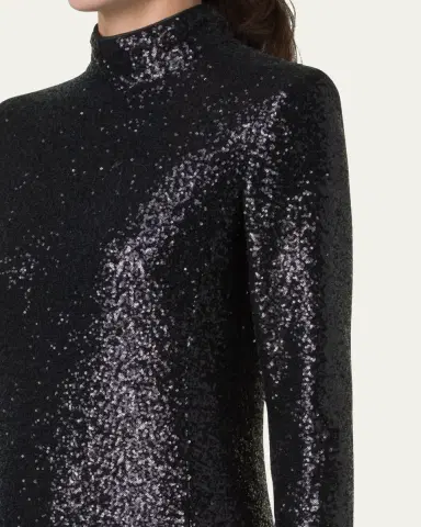 Akris Sequined Jersey High-Neck Long Sleeve Gown | Thumbnail 3 Akris Sequined Jersey High-Neck Long Sleeve Gown | Thumbnail 3