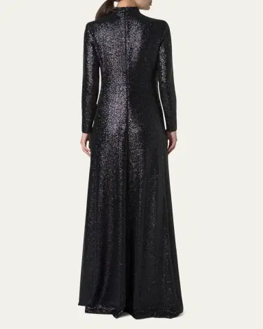 Akris Sequined Jersey High-Neck Long Sleeve Gown | Thumbnail 5 Akris Sequined Jersey High-Neck Long Sleeve Gown | Thumbnail 5